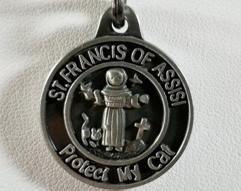 1 St Francis of Assisi Medal - Protect My Cat - Kitty - Kitten - Saint Francis - Meow (JWL-R)