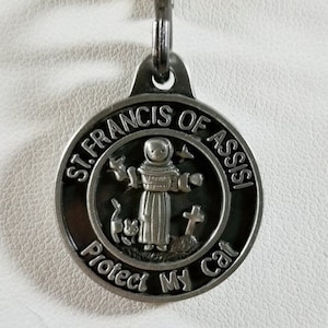 1 St Francis of Assisi Medal Protect My Cat Kitty Kitten Saint Francis Meow JWL-R image 1