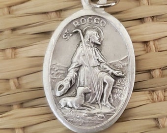 Silvery St Rocco Medals - Patron Saint of Dogs, Invalids & the Falsely Accused - St Rock - St Roch - St Roque (JWL-R)