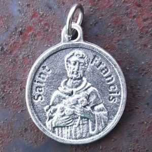 2 Round St Francis of Assisi Medals with Prayer of St Francis Lord Make Me an Instrument of Thy Peace JWL-R image 2