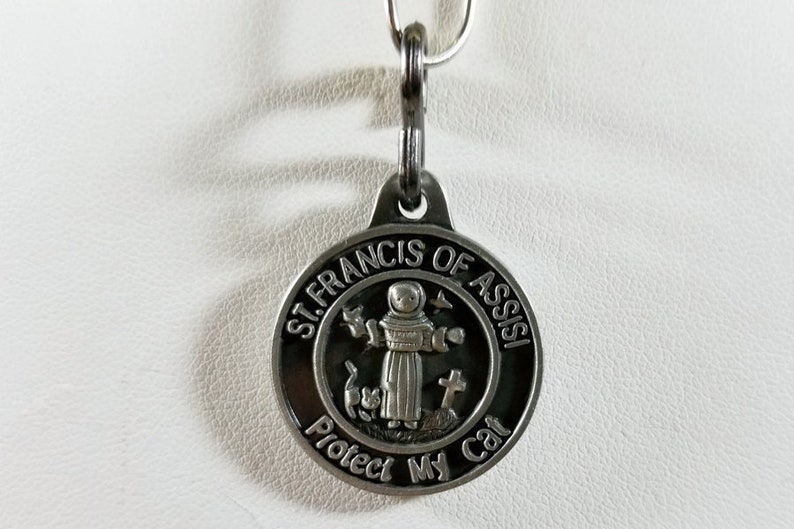 1 St Francis of Assisi Medal Protect My Cat Kitty Kitten Saint Francis Meow JWL-R image 1