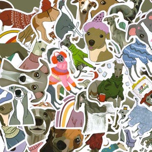 50 adesivi Greyhound - Tutti diversi - WOW! GREYT! (F-Stkr)