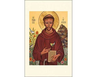 10 Icon Style Saint Francis of Assisi Holy Cards - Patron Saint of Dogs - Patron Saint of Pets - Patron Saint of Animals (F-EE)