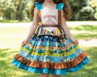 Custom Boutique Girls Dress Disney Costume Captain Hook Peter Pan Size 5/6