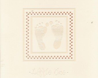 Mrs. Grossman's Finely Appointed Occasion Album Little One, Moire Bound Photo Album or Small Scrapbook. Pink Baby Feet for Little Girl
