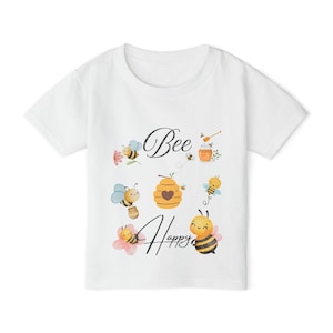 Unisex Bee Happy Toddler T-Shirt, Soft Cotton Kids Shirt, Casual Eveyday Wear