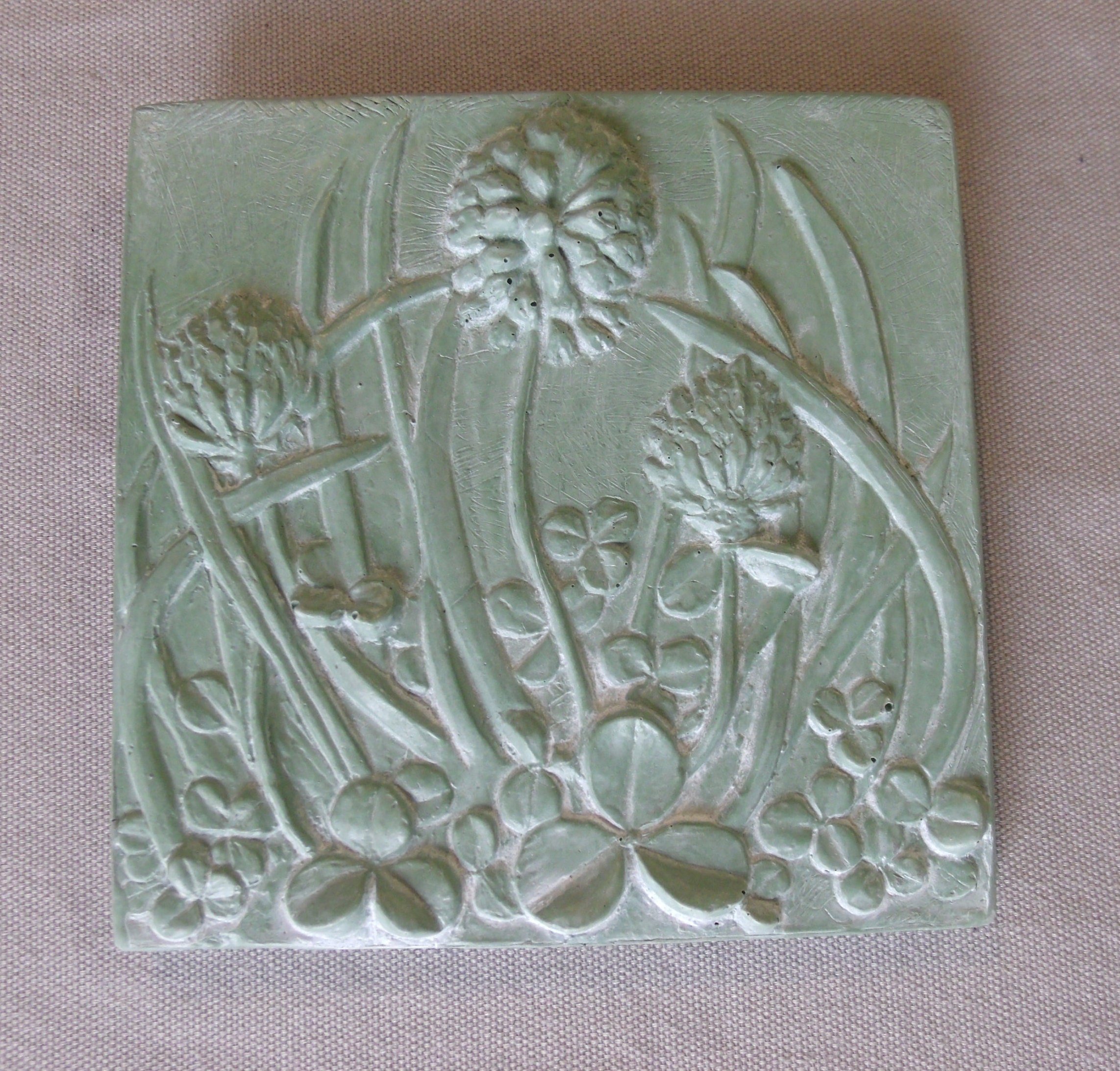 Art Tile Soft Green Clover 5x5 Wall Art Hydrostone Sculpture Etsy art-tile-soft-green-clover-5x5-wall-art-hydrostone-sculpture-etsy