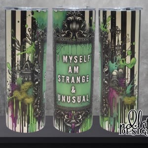 Strange and Unusual Tumbler 20 Oz Skinny Gothic Halloween Cup Haunted Mansion Vibes Hot Cold Drinkware | ND&#39;Lite Designs