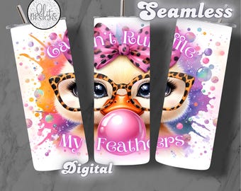 Bubblegum Duck Tumbler Wrap PNG, Sarcastic Sayings (Digital Download)