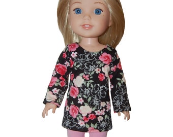 Top and Pants for 14" Wellie Wishers Ruby Red Melissa & Doug Doll Clothes Rose top pink leggings  tkct1355 READY TO SHIP