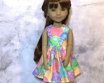 Dress Handmade to fit 14 inch dolls such as Wellie Wisher RubyRed Easter Eggs gold metallic TKCT1414 ready to ship