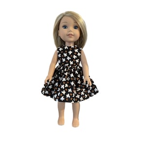 Dress Handmade to fit 14 inch dolls such as Wellie Wisher RubyRed Halloween Ghost Pumpkin TKCT1402 ready to ship