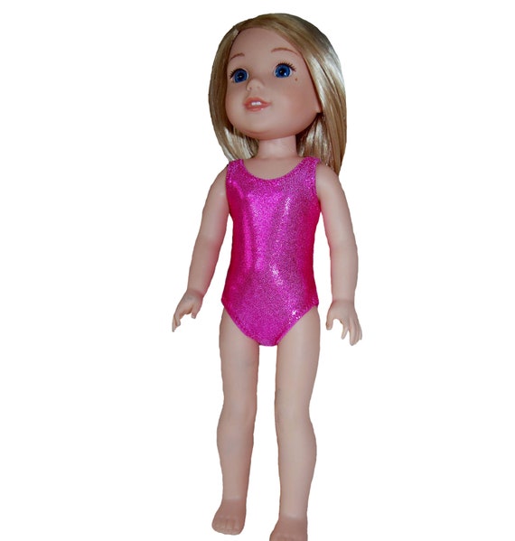 Gymnastics Leotard for 14" Wellie Wishers Doll Clothes by TKCT Red Flames