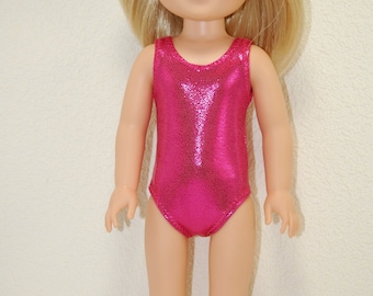 Swimsuit for 14.5" Wellie Wishers or Melissa & Doug Doll Clothes dark pink sparkle tkct1106