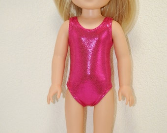 Swimsuit for 14.5" Wellie Wishers or Melissa & Doug Doll Clothes dark pink sparkle tkct1106