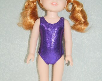 Swimsuit for 14.5" Wellie Wishers or Melissa & Doug Doll Clothes shimmery dark purple tkct1153 READY TO SHIP