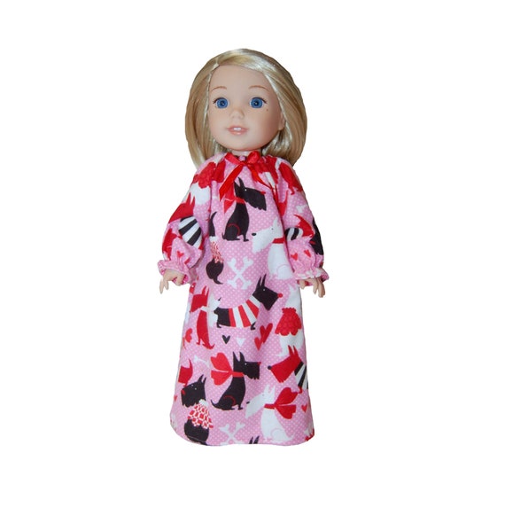 Nightgown for 14.5/" Wellie Wishers Doll Clothes by TKCT handmade pink flowers