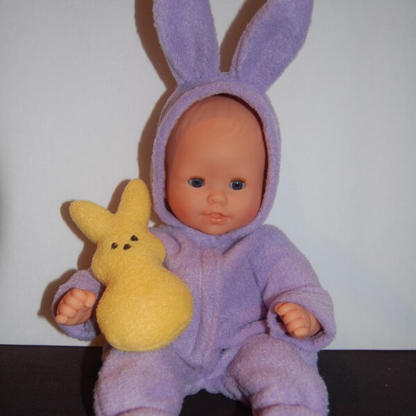 Purple Fleece Sleeper Bunting with Stuffed Bunny for 12" Corolle Mon Premiere Baby dolls