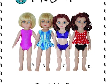 PDF sewing pattern PoolSide Fun Swimsuits for 10 inch dolls like Ann Estelle or Patsy make it yourself Bikini Ruffle Swimsuits  TKCT003