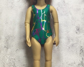 Swimsuit for 14.5" Wellie Wishers or Melissa & Doug Ruby Red Doll Clothes Green metallic colors tkct1420 bathingsuit handmade ready to ship