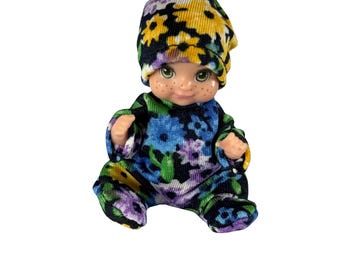 3 inch Doll Pajama Set – tan gold cheetah pajamas and hat