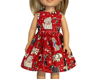 Dress Doll Clothes for 14.5" Wellie Wishers or Ruby Red Glitter Girls Melissa & Doug handmade Christmas Dogs tkct1046 READY TO SHIP