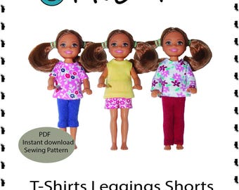 PDF Sewing Pattern for Chelsea 5.5 inch doll body size for Tops Leggings Shorts Long sleeve short sleeve tank top  Instant Download