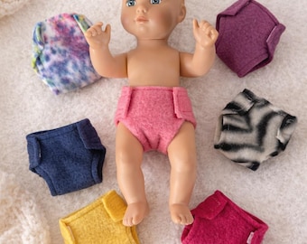 Handmade Doll Diapers for 8” Baby Dolls – Soft Fleece Fabric, Reusable Cloth Diaper, Doll Accessories, Gift for Kids