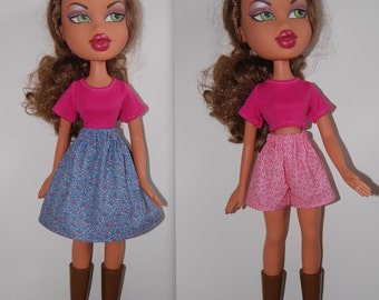 PDF Pattern - printable instant download  24" Big Bratz Skirt, Shorts, T-shirt- make it yourself