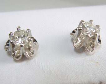 Diamond earrings in 14k white gold / Genuine diamonds / Approx 1/2 carat TDW / mothers day / mom / studs / Flower / Valentine gift