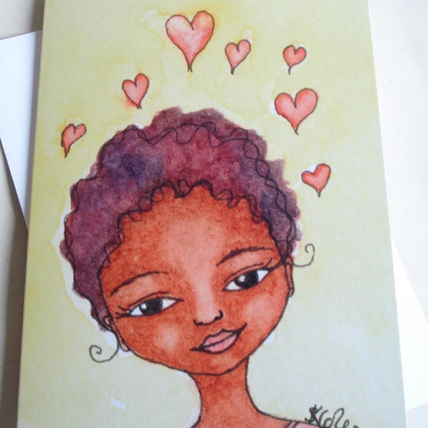 African American Greeting Card - 'Happy Hearts'