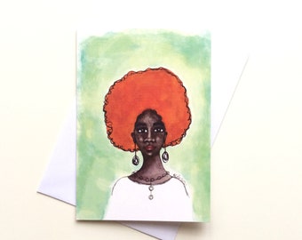 Desta | Black Greeting Card | Afrocentric | Beautiful Dark Skin | Black Woman Birthday