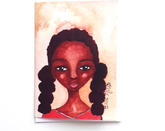 Tennis Girl | Black Teen Greeting Card | Young Black Queens | Afrocentric | Ethnic Cards
