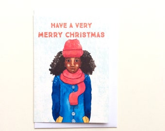 Christmas Card for Black Women | African American | Afrocentric - Have a Very Merry Christmas