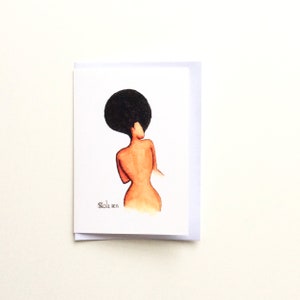 Afro Allure Black Greeting Card Multicultural Ethnic Watercolour Greeting Card image 1