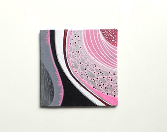 Melon | Original Acrylic Painting on Canvas Panel | Part of the 'Abstract Fruits' Series | approx. 4" x 4"