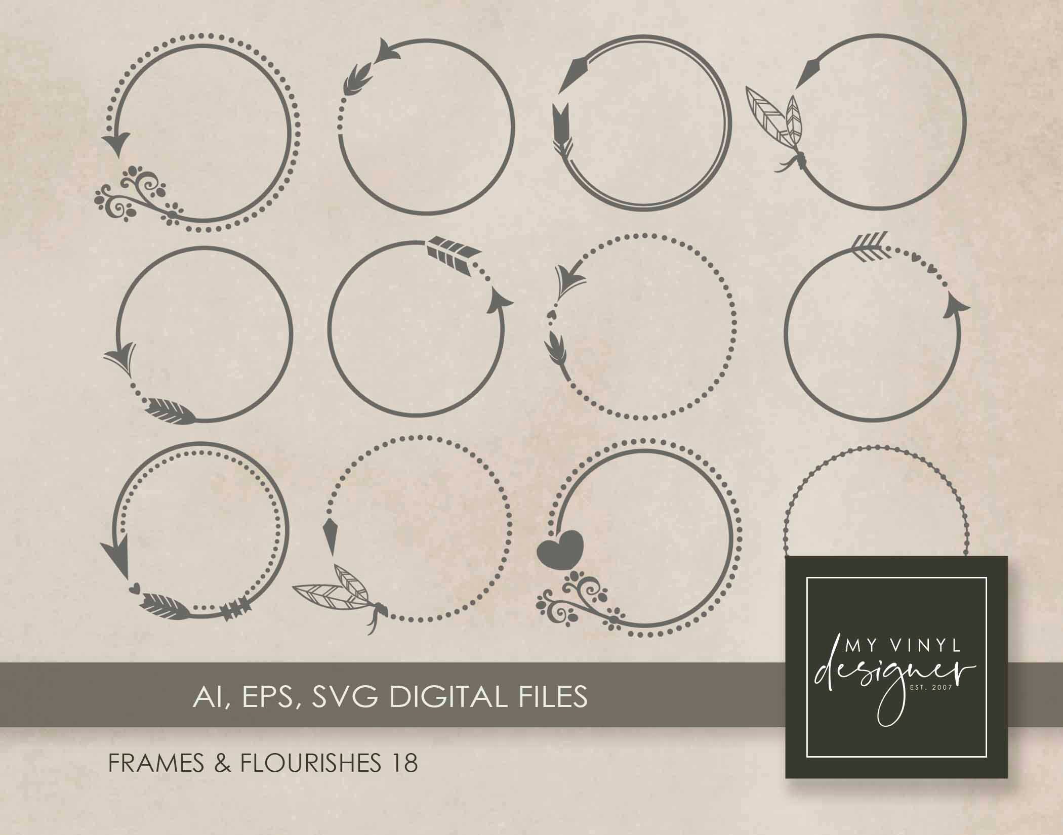 Download Svg Frames Bundle Ai Eps Cuttables Vector Art Monogram Etsy