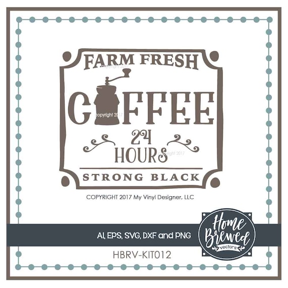 Download Farm Fresh Coffee Svg Strong Black Silhouette 24 Hours Etsy