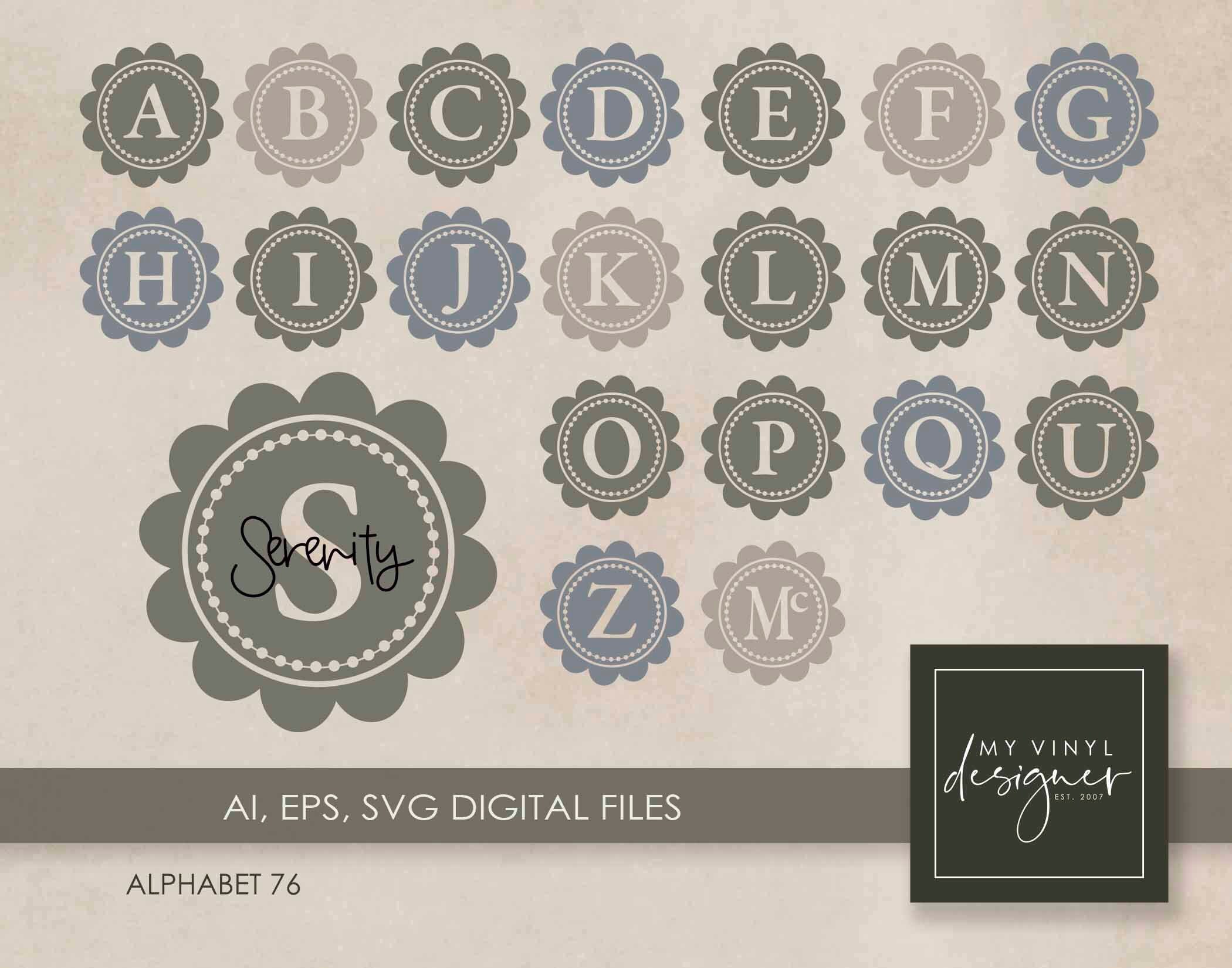 Download Pretty Cuttable Svg Alphabet Files Eps Ai Monogram Digital Etsy