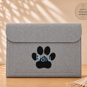 Personalisierte Hundemappe mit Namen | Impfpasshülle Hund | Stammbuch | Leistungshund | Dokumententasche Filz | Tierorganizer | Pfote