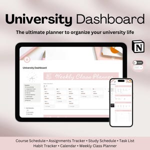 Ultimate Notion Student Planner 2025, ADHD University Dashboard, Minimalist College University Planner, Aesthetic Second Brain Planner