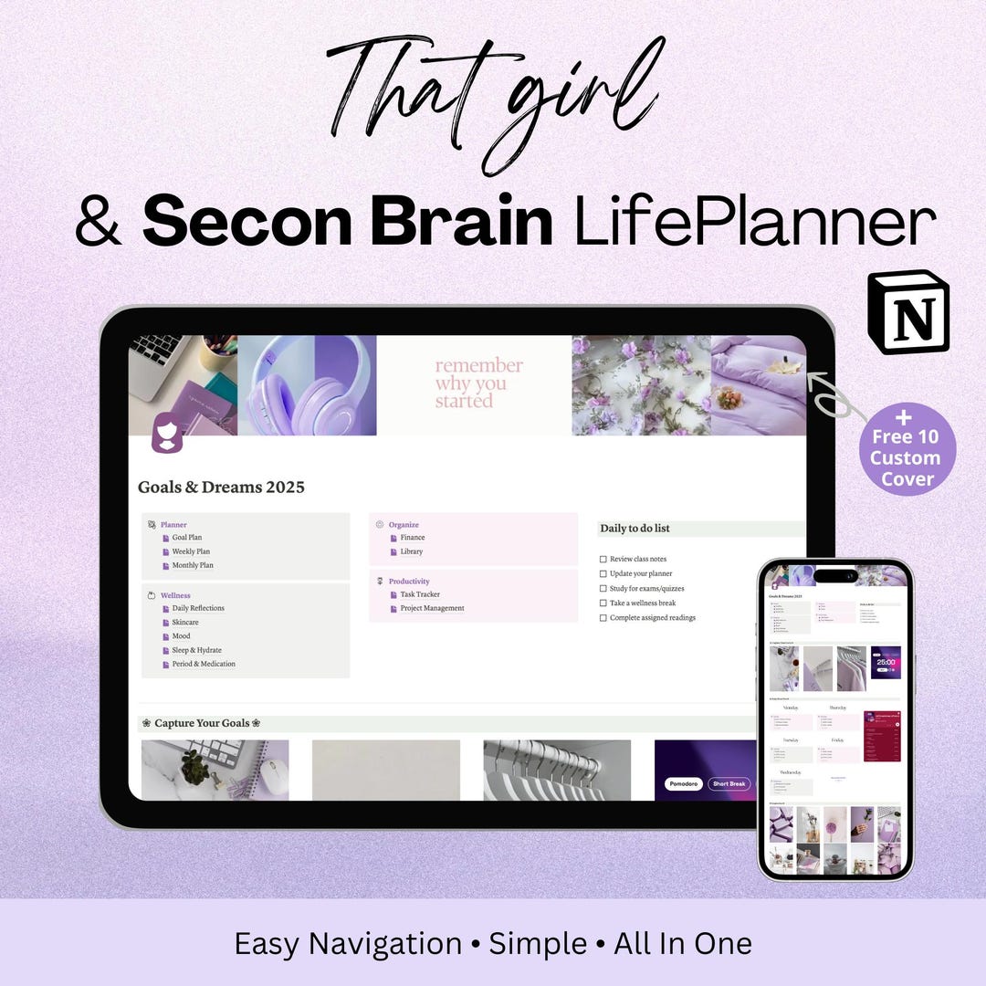 Advanced Girl Life Planner Second Brain 2.0 All in One Notion ADHD ...