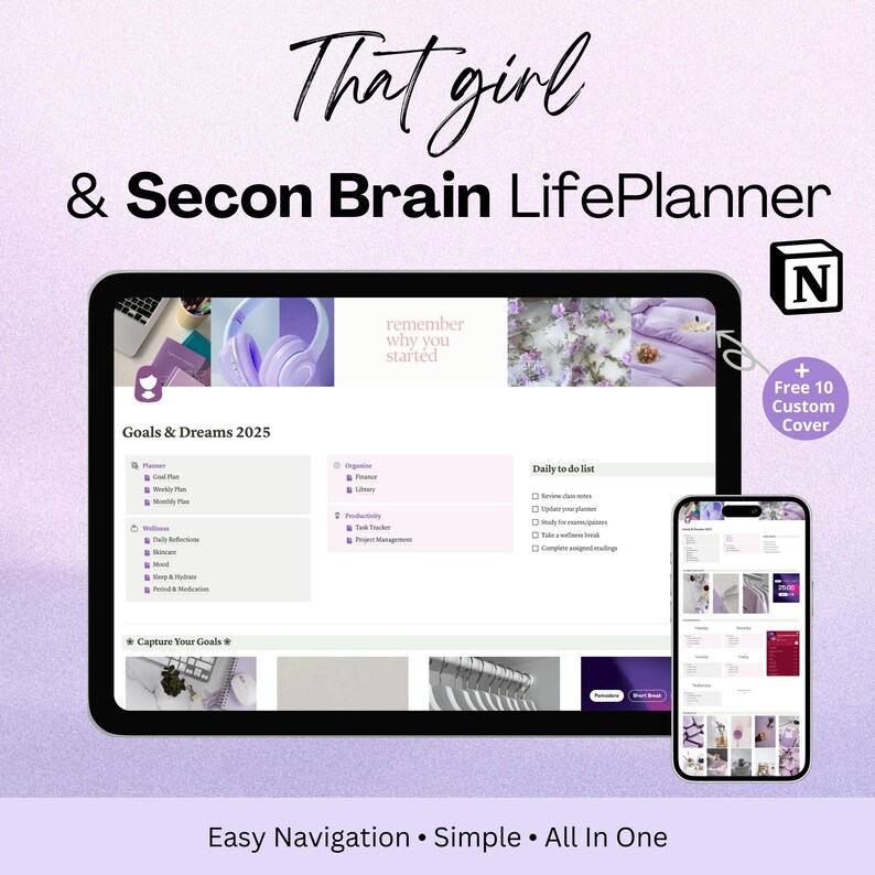 Advanced Girl Life Planner Second Brain 2.0 All in One Notion ADHD ...