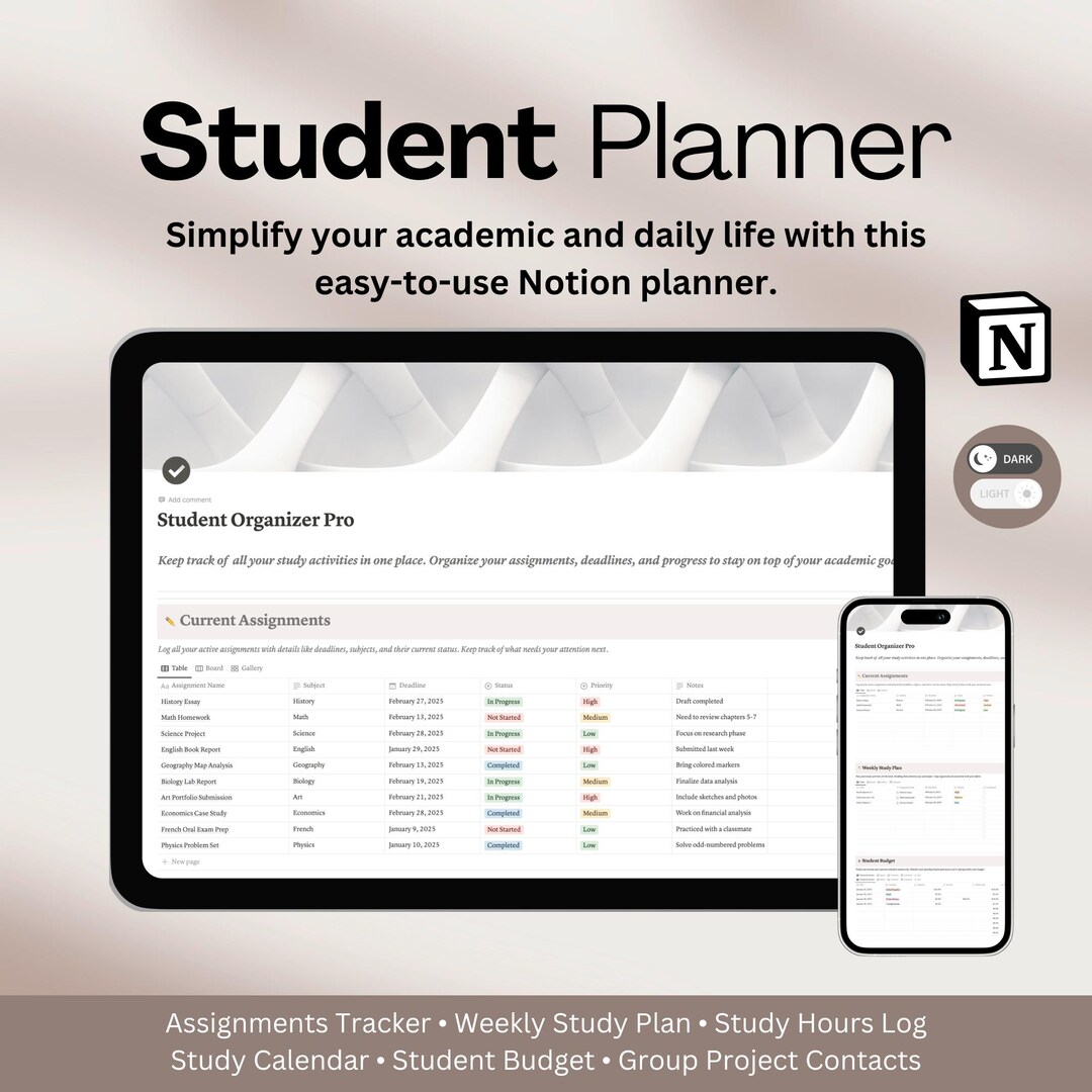 Notion Life Planner Notion Templates Notion Dark Mode Notion All in One ...