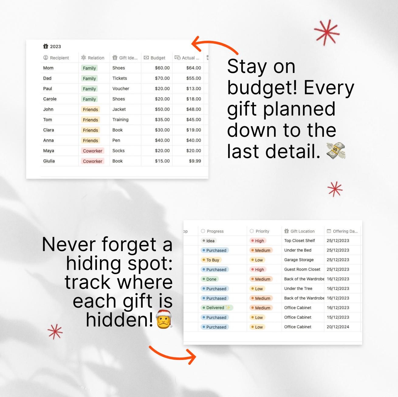 Christmas Gift Planner Template for Notion | Holiday Budget Tracker ...