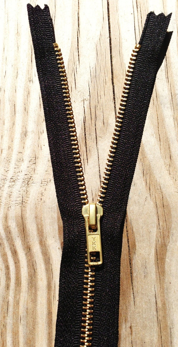 YKK Metal Zippers in Bulk, 5 Pcs, Black Color 580, Gold Teeth