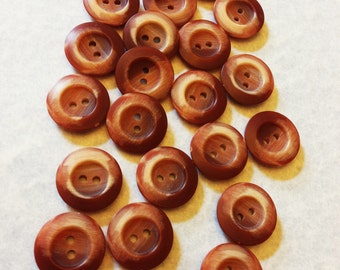 20 plastic brick colored rust buttons - 18 mm, chestnut brown buttons (size 30), new