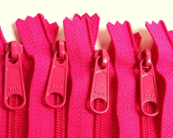 22 or 24 inch handbag zippers, YKK color 516, hot pink, Ten pcs, Sale