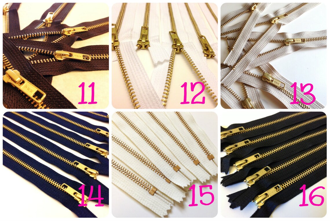 Metal YKK zippers 7 inch gold teeth zippers choose 50 Etsy