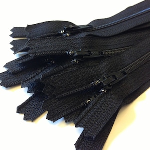 Choose size, 4, 5, 6, 7, 8, 9, 10, 12, 14, 16, 18, 20 inches, YKK color # 580, black zippers, 10 pcs, YKK dress zippers in bulk